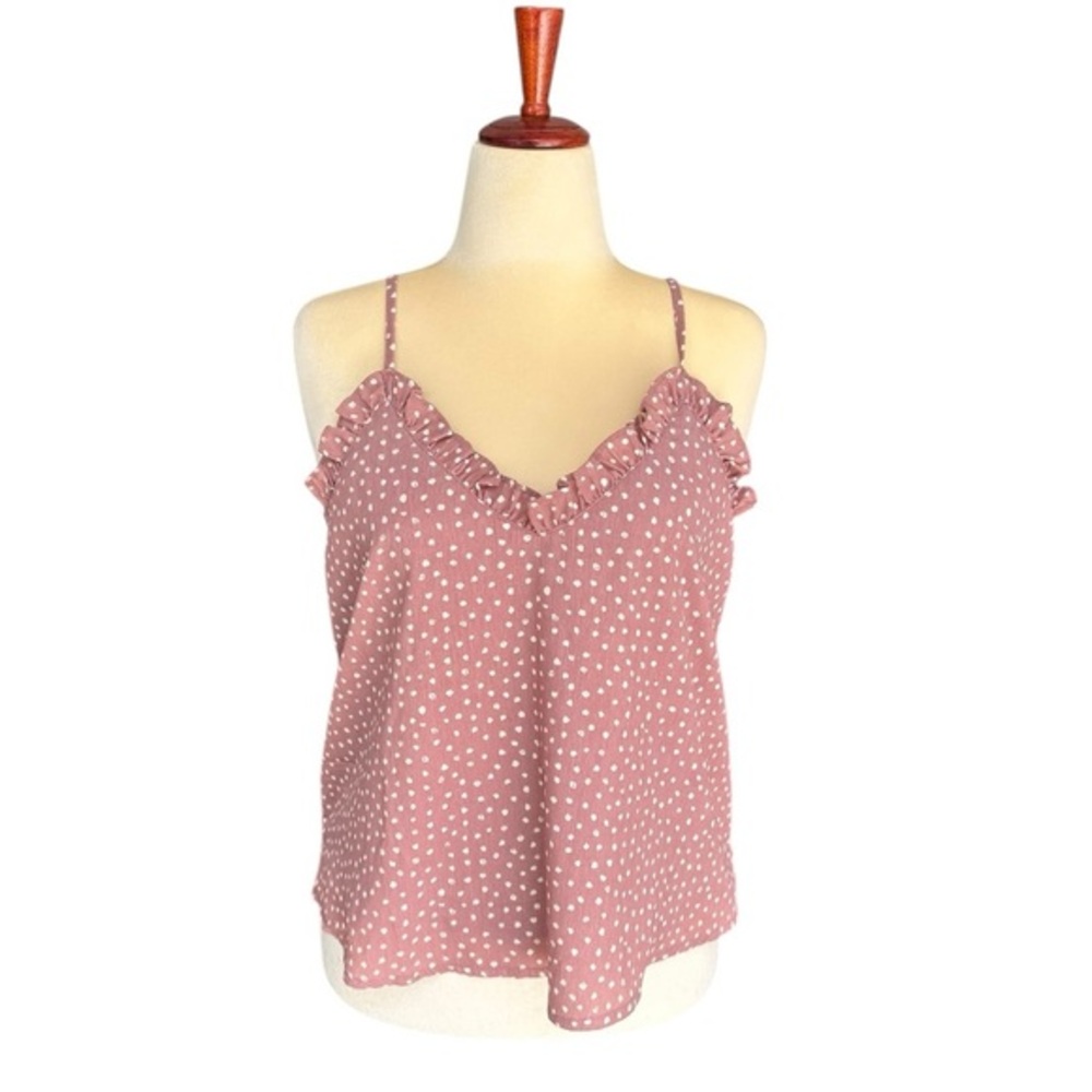 Dusty Pink Polka Dot Spaghetti Strap Flowy Tank Top Women’s Medium